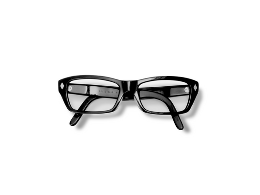 Dead stock Vintage Japan eyewear Brand Solid Blue spectacles celluloid material