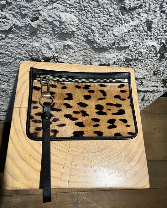 Alexander Wang - Leopard print hair -on leather clutch bag